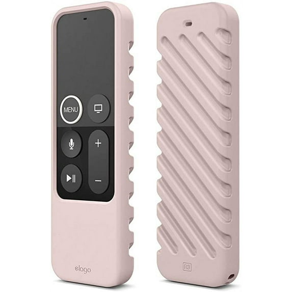 Apple TV Remote Case Cover - elago R3 Protective Case Compatible with Apple TV Siri Remote 4K (5th) / 5th Generation (Sand Pink) - Extra Protection, Lanyard Included