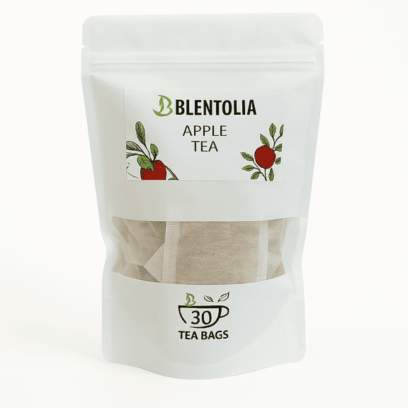 Apple Tea 100% Natural Fruit Herbal Tea with Real Apple Pieces Naturally Sweet & Caffeine-Free 30 Tea Bags in Resealable Pouch