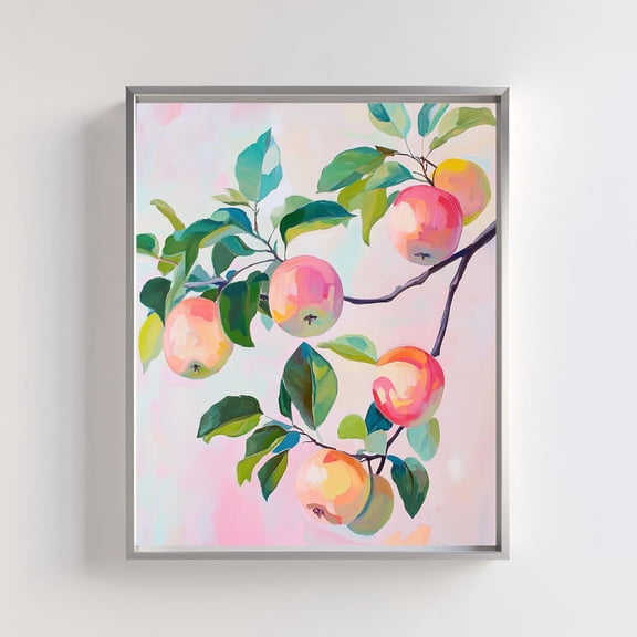Apple Tree Branch Print Colorful Botanical Still Life Art Unframed Paper Print