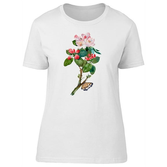 Apple Tree Branch With Butterfly T-Shirt Women -Image by Shutterstock, Female Small
