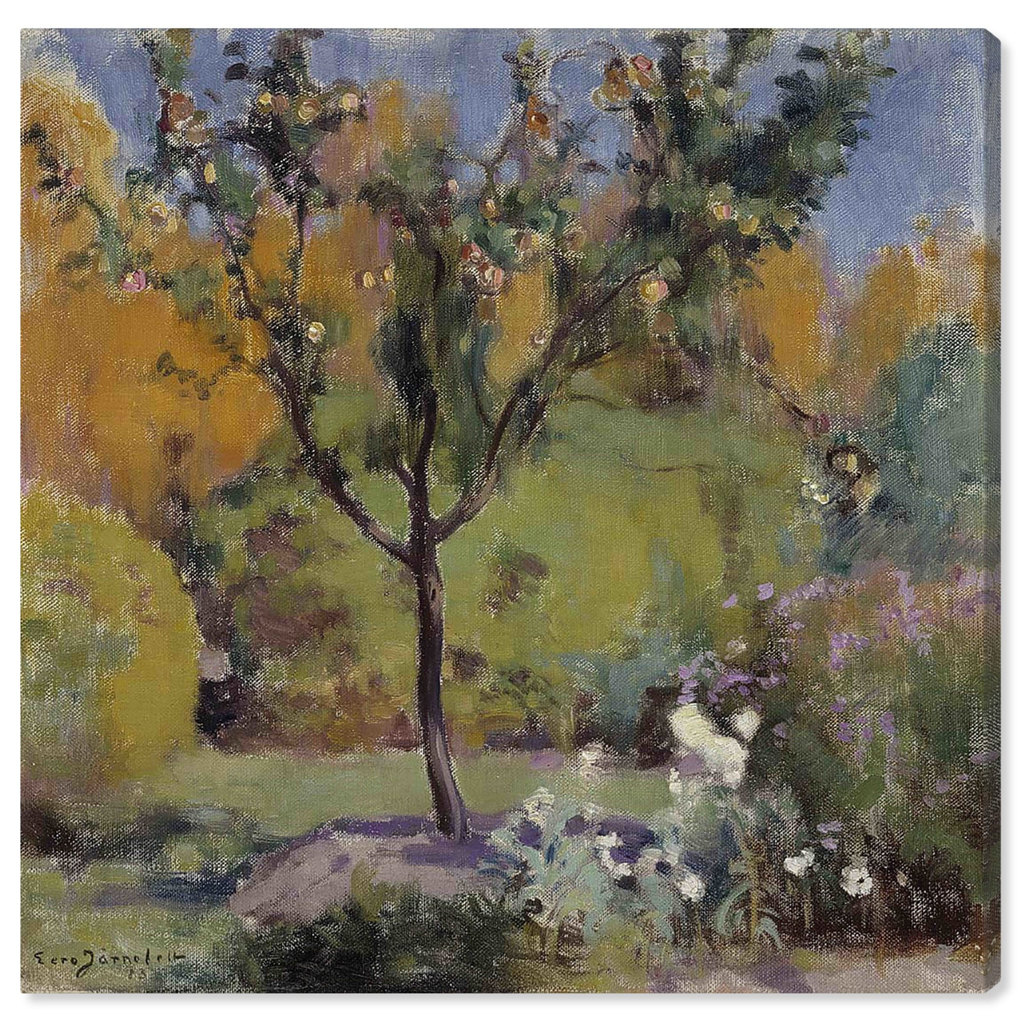 Apple Tree Vintage Coastal Landscape Canvas Wall Art, 16" x 16"