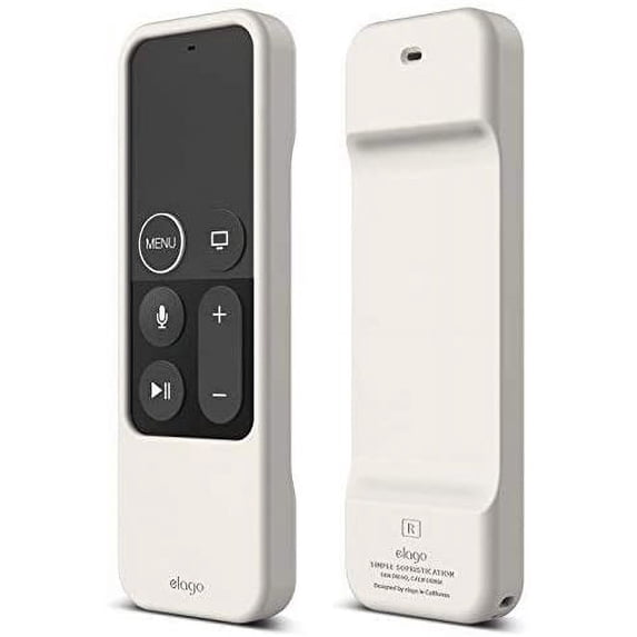 Apple Tv Remote Case Cover - elago R1 Intelli Case for Apple TV Siri Remote 4K / 4th Generation (Solid White) – Magnet Technology, Shock Absorption, Lanyard Included, Apple Tv 4k Remote Case