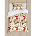 thumbnail image 1 of Apple Twin Size Duvet Cover Set, Halved and Quartered Organic McIntosh Apples Gourmet Food Healthy Life, Decorative 2 Piece Bedding Set with 1 Pillow Sham, Ivory Red Reseda Green, by Ambesonne, 1 of 3