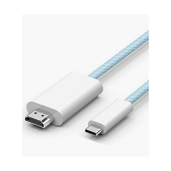 Apple USB-C to HDMI 4K@60Hz Nylon Braided Cable for iPhone 15 MacBook Pro Air iPad Pro, USB 3.1 Type C Digital AV HDMI 2.0 Cord Compatible with Samsung Galaxy S23, Pixelbook, XPS More (Blue, 6 Feet)