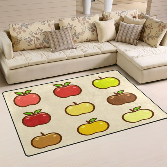 Apple Variety Pattern Soft Polyester Area Rug 31''x20'', Non Slip, Memory Foam, Water Absorbent