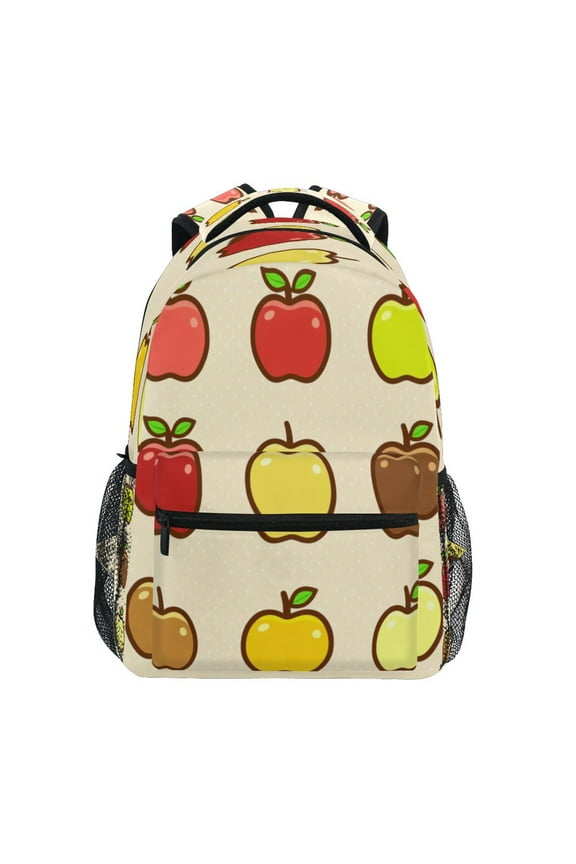 Apple Variety Pattern Stylish Large Backpack 15L Self-Standing Durable Twill for School, Office and Travel Use