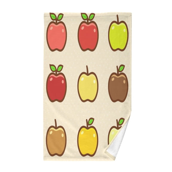 Apple Variety PatternBath Towel 100% Cotton Soft Thick High Absorbency Hand Face Towel Single Pack 16x28in