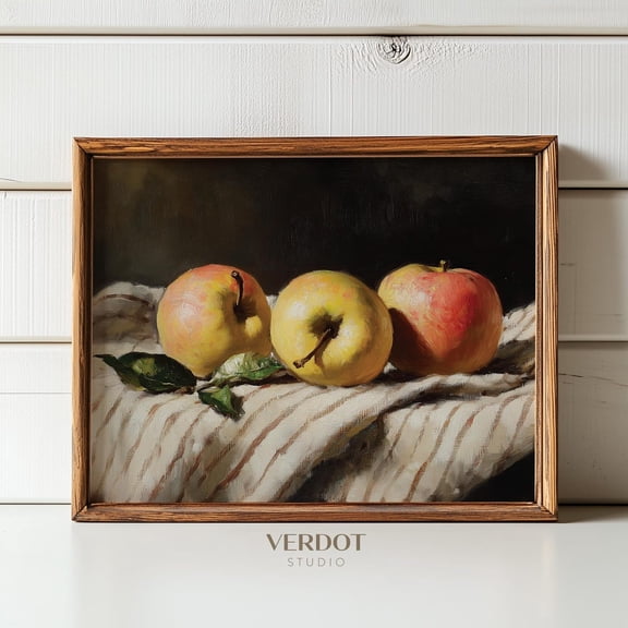 Apple Vintage Fall Kitchen Moody Fruit Still Life Autumn Poster, Versatile Kitchen And Dining Theme For Kitchen And Dining Room Decor