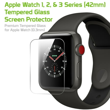 Apple Watch-1, 2, & 3 Series (42mm) Screen Protector, Premium Tempered Glass Screen Protector for Apple Watch 3 (0.3mm) by Cellet