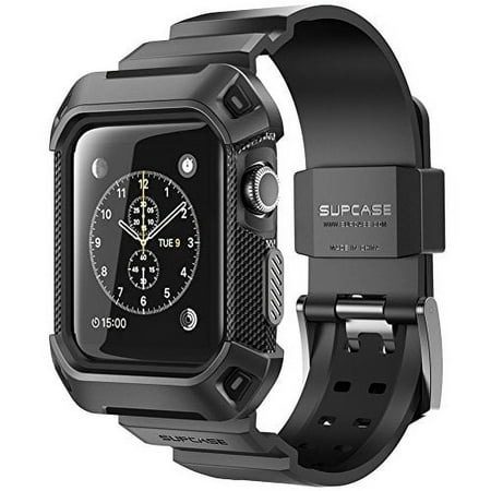 Apple Watch 3 Case, SUPCASE [Unicorn Beetle Pro] Rugged Protective Case with Strap Bands for Apple Watch Series 3 2017 Edition [42mm, Compatible with Apple Watch 42mm 2015 2016 ] (Black)