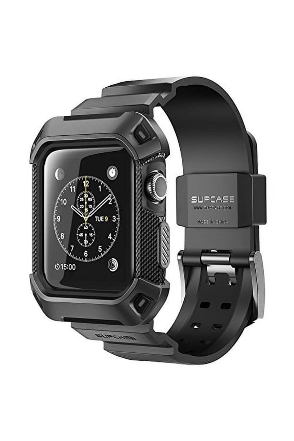 Apple Watch 3 Case, SUPCASE [Unicorn Beetle Pro] Rugged Protective Case with Strap Bands for Apple Watch Series 3 2017 Edition [42mm, Compatible with Apple Watch 42mm 2015 2016 ] (Black)