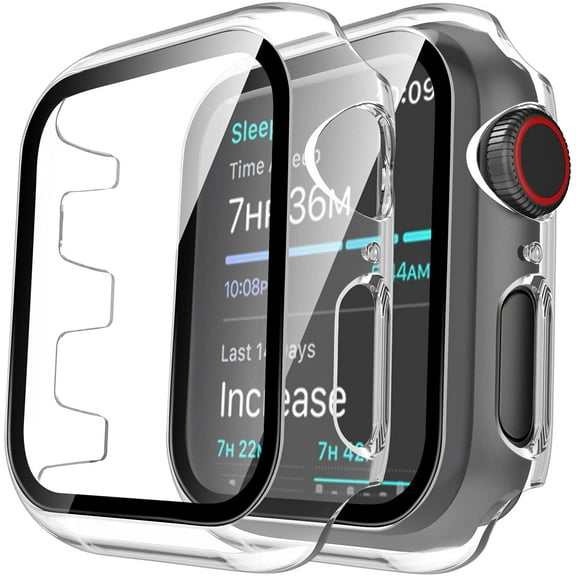 For Apple Watch 40mm Clear Transparent PC with Built in Screen Protector Snap-on Full Coverage Shell TPU + Hard PC Frame for iWatch Series SE/6/5/4 Cover Case