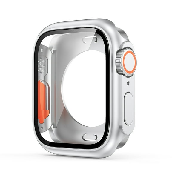 For Apple Watch 41mm Screen Protector Case, [ All in one Protector Case ] Tempered Glass Unique Design Case Cover for iWatch Series 7/8/9 Series 41mm (For iWatch 41mm),Silver