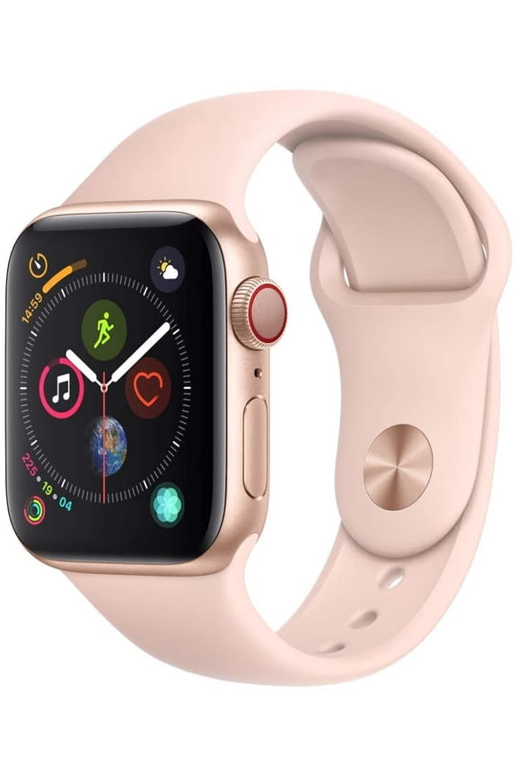 Pre-Owned Apple Watch, AWS4C-40GDAL-AB72, Series 4, Smart Watch, GPS+LTE with 18 Hours Battery Life, Gold Aluminum Case & Pink Sand Sport Band, 40MM, 1