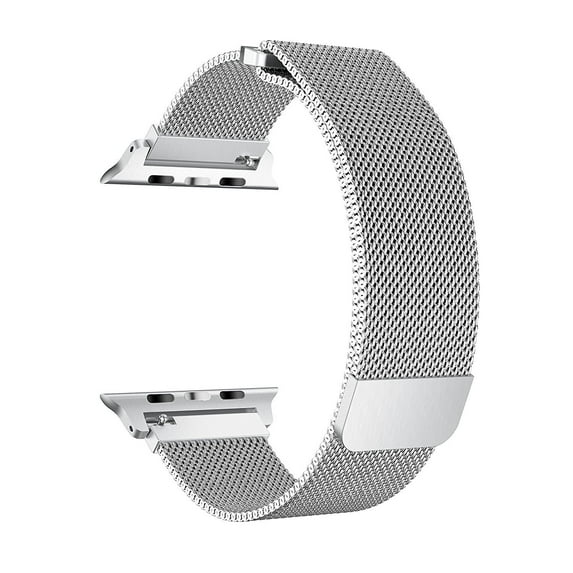 Apple Watch Band 38mm, Stainless Steel Mesh Milanese Loop with Adjustable Magnetic Closure with Clear Hard Case for Apple Watch Series 3 2 1 (38mm Silver)