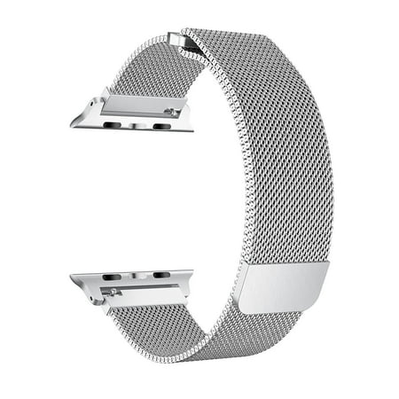 Apple Watch Band 40mm, Stainless Steel Mesh Milanese Loop with Adjustable Magnetic Closure with Clear Hard Case for Apple Watch Series 3 2 1 (40mm Silver)