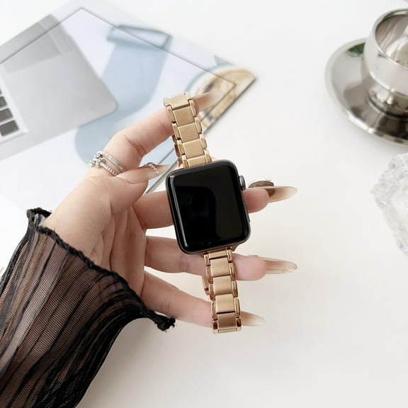 for Apple Watch Band 49mm 45mm 44mm 42mm for Men Women, Stainless Steel Metal Bands Replacement Wristband with Link Remove Tool Strap for iWatch Ultra 2/1 Series 9 8 7 6 5 4 SE 3 2 1, Rosegold