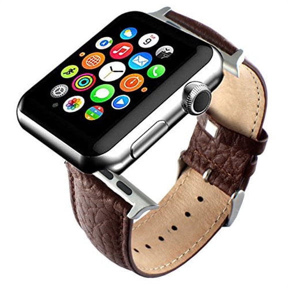 Apple Watch Band, Brown Replacement Genuine Leather Strap for iWatch 42mm with Adaper