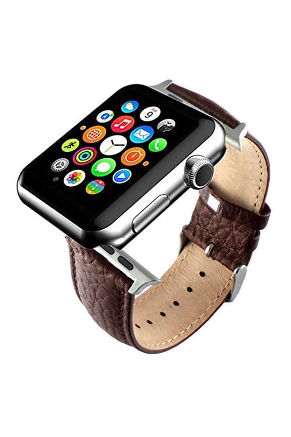 Apple Watch Band, Brown Replacement Genuine Leather Strap for iWatch 42mm with Adaper
