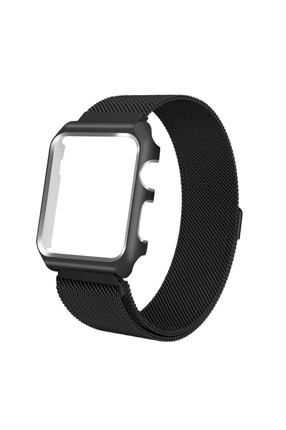 For Apple Watch Band with Case 42mm, Stainless Steel Mesh Milanese Loop with Adjustable Magnetic Closure Replacement Wristband iWatch Band for Apple Watch Series 3 2 1 - Black