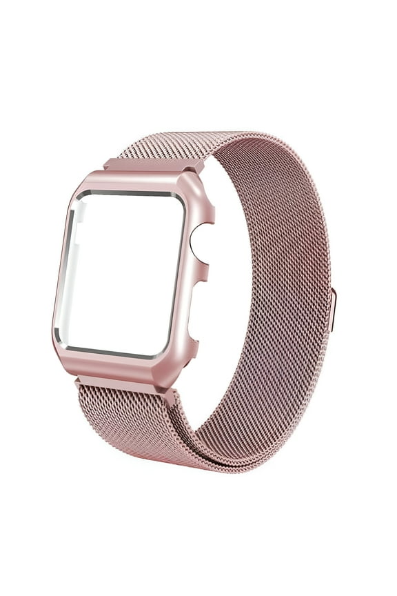 For Apple Watch Band with Case 42mm, Stainless Steel Mesh Milanese Loop with Adjustable Magnetic Closure Wristband iWatch Band for Apple Watch Series 3 2 1 - Rose Gold