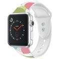 thumbnail image 1 of Apple Watch Bands 40mm Soft Silicone Wristband with Full Body Clear Hard Temper Glass Screen Protector for iWatch Apple Watch Series SE 6 5 4 - White with Leaves, 1 of 4