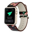 thumbnail image 1 of Apple Watch Bracelet, Floral Printed Leather Watch Band 45/44/42mm Series SE 8 7 6 5 4 3 2 Strap for Apple Watch Flower Design Wrist Watch Bracelet (Black+Red Flower), 1 of 3