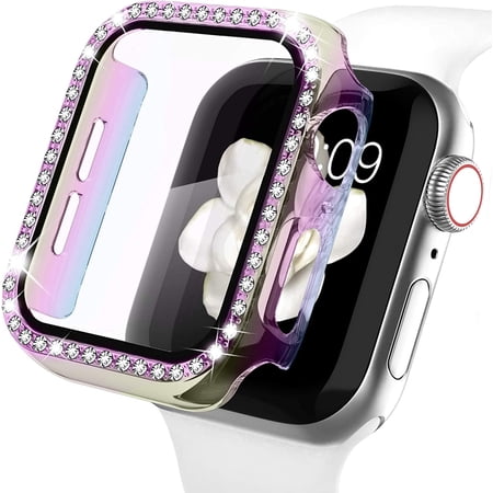 Apple Watch Case with Screen Protector for Apple Watch 38mm Series 3/2/1, Bling Crystal Diamond Rhinestone Ultra-Thin Bumper Full Cover Protective Case for Women Girls iWatch Colorful