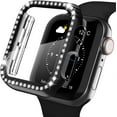 thumbnail image 1 of Apple Watch Case with Screen Protector for Apple Watch 44mm Series 6/5/4/SE, Bling Crystal Diamond Rhinestone Ultra-Thin Bumper Full Cover Protective Case for Women Girls iWatch Black, 1 of 5