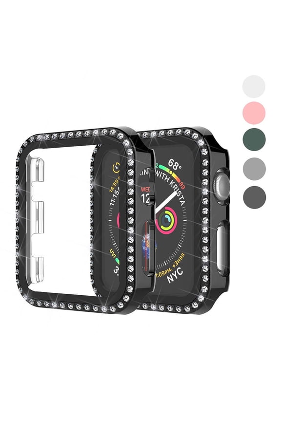 For Apple Watch Case with Screen Protector for Apple Watch 44mm Series 6/5/4/SE, Takfox Bling Crystal Diamond Ultra-Thin Bumper Full Cover Protective Case for Women Girls iWatch Black