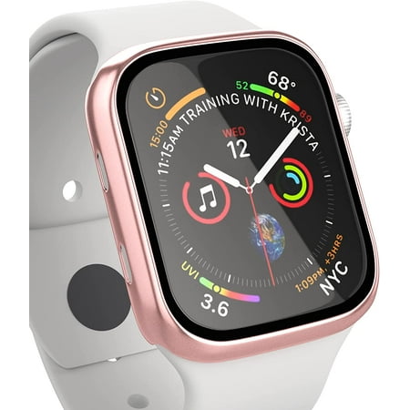 Apple Watch Case Series 3/2/1 for 38mm with Built-in Tempered Glass Screen Protector (All Watch Series), Guard Bumper Full coverage Cover for Apple Watch Case, Color Rose Gold