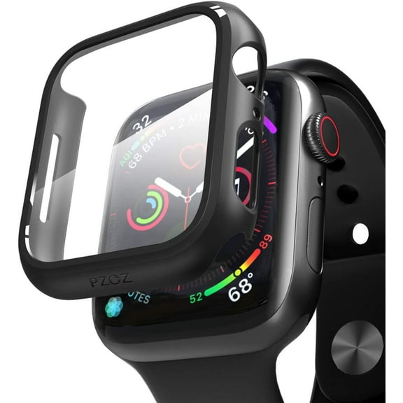 Apple Watch Case Series 3/2/1 for 42mm with Built-in Tempered Glass Screen Protector (All Watch Series), Guard Bumper Full coverage Cover for Apple Watch Case, Color Black