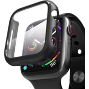 Apple Watch Case Series 3/2/1 for 42mm with Built-in Tempered Glass Screen Protector All Watch Series, Guard Bumper Full coverage Cover for Apple Watch Case, Color Black