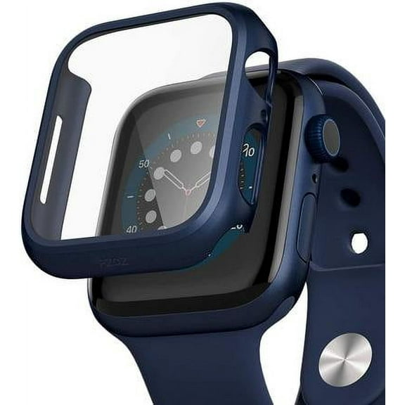 Apple Watch Case Series 7 for 45mm/41mm with Built-in Tempered Glass Screen Protector (All Watch Series), Guard Bumper Full coverage Cover for Apple Watch Case, Color