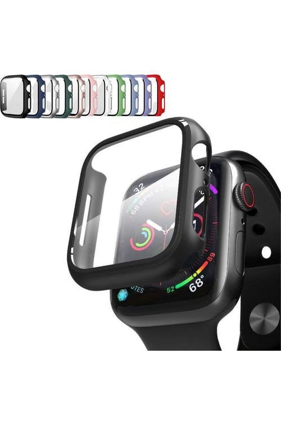 Apple Watch Case Series 7 for 45mm/41mm with Built-in Tempered Glass Screen Protector (All Watch Series), Guard Bumper Full coverage Cover for Apple Watch Case, Color