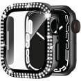 thumbnail image 1 of Apple Watch Case Series 8, Series 7 for 45mm Diamond Glitter Watch Case Built-in Tempered Glass Screen Protector, Guard Bumper Full Coverage Cover for Apple Watch Series 8 and Series 7, Black 45mm, 1 of 7