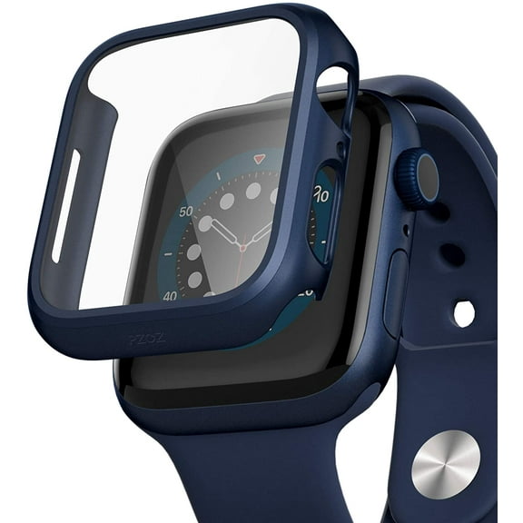 Apple Watch Case Series SE/ Series 6/5/4 for 40mm with Built-in Tempered Glass Screen Protector (All Watch Series), Guard Bumper Full coverage Cover for Apple Watch Case, Color Navy