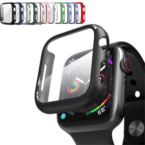 Apple Watch Case Series SE/ Series 6/5/4 for 40mm with Built-in Tempered Glass Screen Protector (All Watch Series), Guard Bumper Full coverage Cover for Apple Watch Case, Color Black