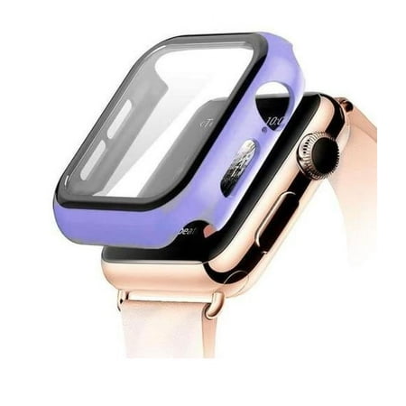 Apple Watch Case Series SE/ Series 6/5/4 for 44mm with Built-in Tempered Glass Screen Protector (All Watch Series), Guard Bumper Full coverage Cover for Apple Watch Case, Color Purple