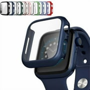 Apple Watch Case Series SE/ Series 6/5/4 for 44mm with Built-in Tempered Glass Screen Protector (All Watch Series), Guard Bumper Full coverage Cover for Apple Watch Case, Color Navy Blue