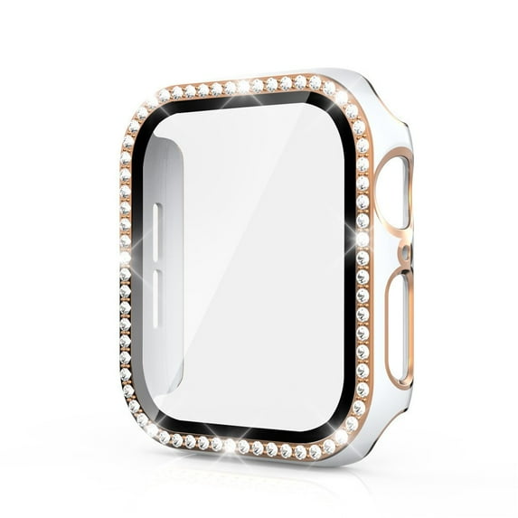 Apple Watch Case with Tempered Glass Screen Protector for Apple Watch 40mm Series 6/5/4/SE, Bling Crystal Diamond Rhinestone Ultra-Thin Bumper Full Cover Protective Case for Women Girls iWatch