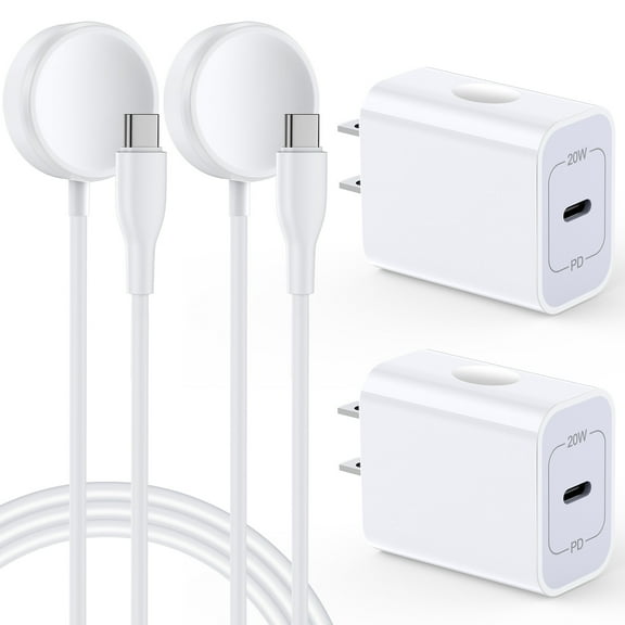 For iWatch Charger,2pack PD 20W Charger Block w 2pack 3FT Magnetic Wireless Portable iWatch Charger Stand Plug Adapter Cable Cord USB Super Fast Charging Pad Watch Charger Usb C