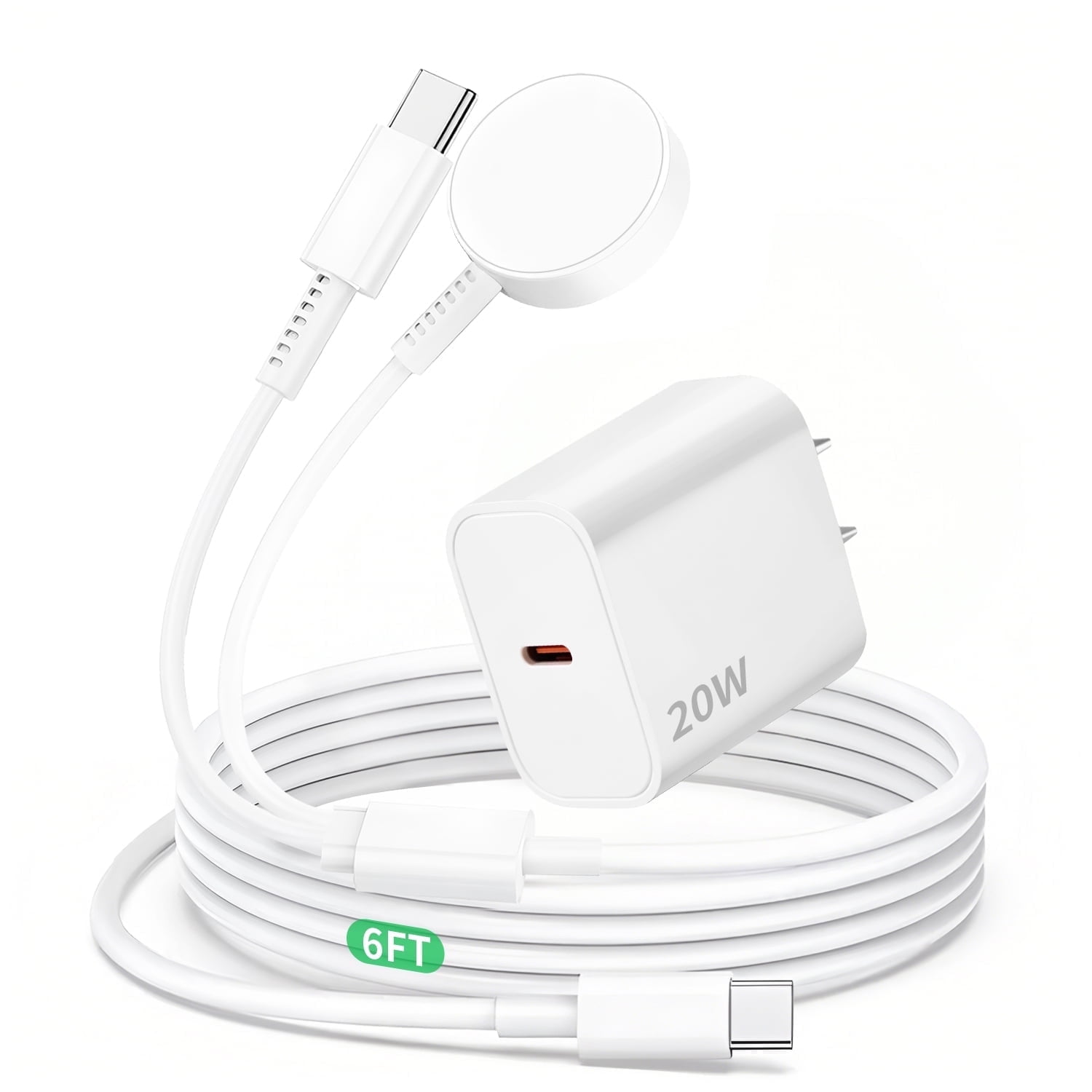 For Apple Watch Charger,Apple Watch Magnetic Fast Charger to USB C Cable,2 in 1 Apple Watch Charging Cable 6 ft,Compatible with Apple Watch Series 9/8/7/6/SE/5/4,iPhone 17/16/15,ipad