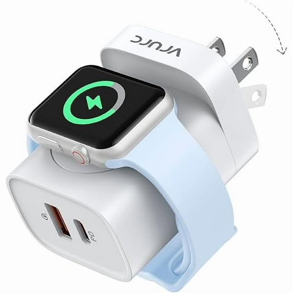 for Apple Watch Charger, Portable Wireless Magnetic for iWatch, PD 20W 3-in-1 Travel Essentials USB C Wall Charging Block for iWatch Ultra/SE/10/9/8/7/6/5/4/3/, iPhone 16/15/14/13,Android-White