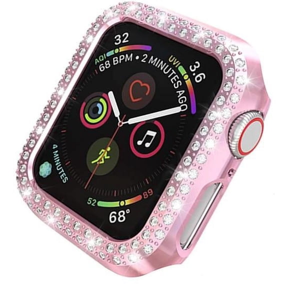 Apple Watch Glittery Diamond Case Series SE/ Series 6/5/4 for 40mm with Built-in Tempered Glass Screen Protector (All Watch Series), Diamonds Crystal Bumper Guard iWatch Case, Color Rose Gold
