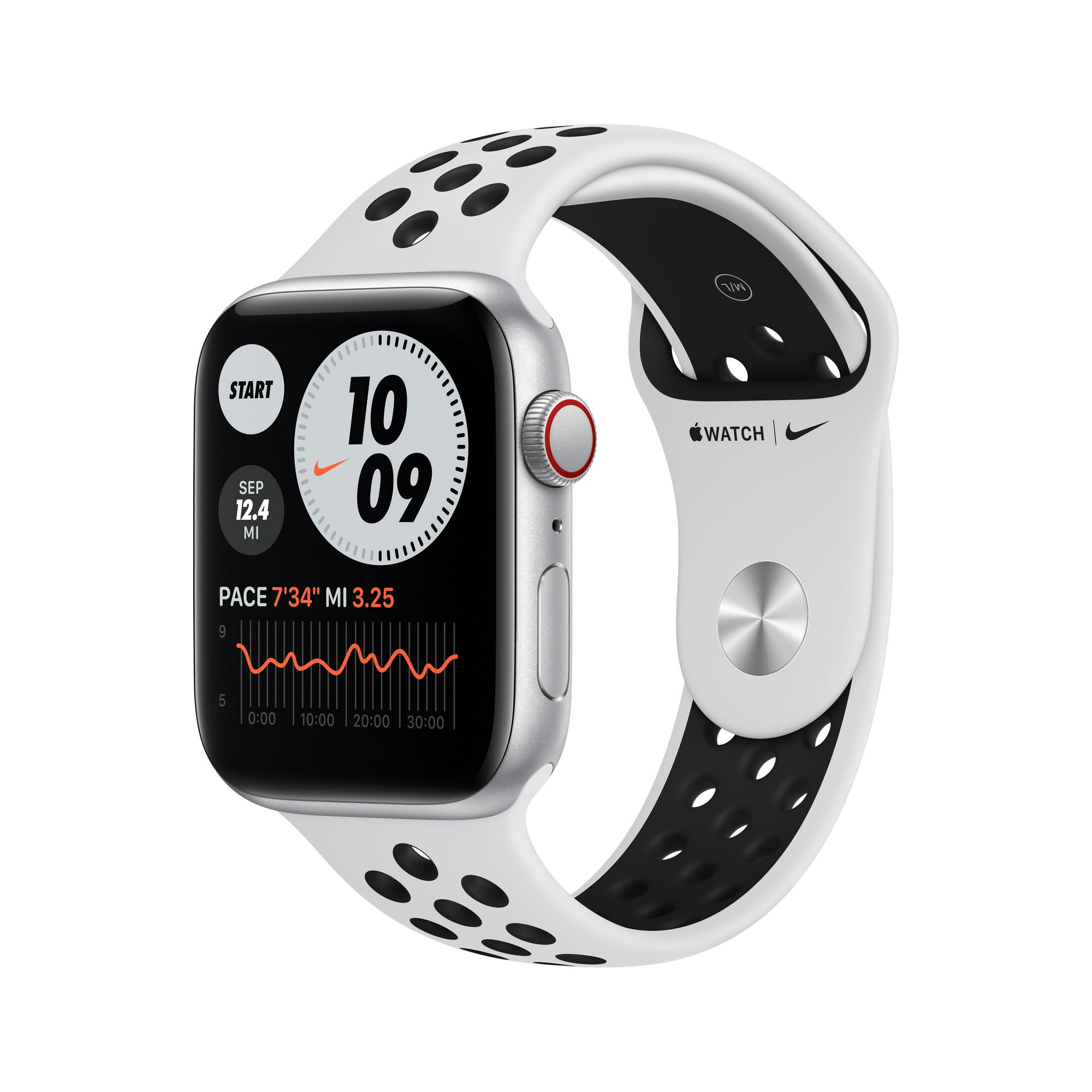 Apple Watch Nike SE (1st Gen) GPS + Cellular 44mm Silver Aluminum Case Pure  Platinum/Black Nike Sport Band - Regular with Family Set Up
