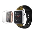 thumbnail image 1 of Apple Watch Replacement Bands 40mm with Full Body Clear Hard Case Temper Glass Screen Protector Soft Silicone Replacement Wristband for iWatch Apple Watch Series SE/6/5/4 - Black Marble, 1 of 7