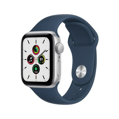 Apple Watch SE (1st Generation GPS) 40mm Silver Aluminum Case with Abyss Blue Sport Band - Silver