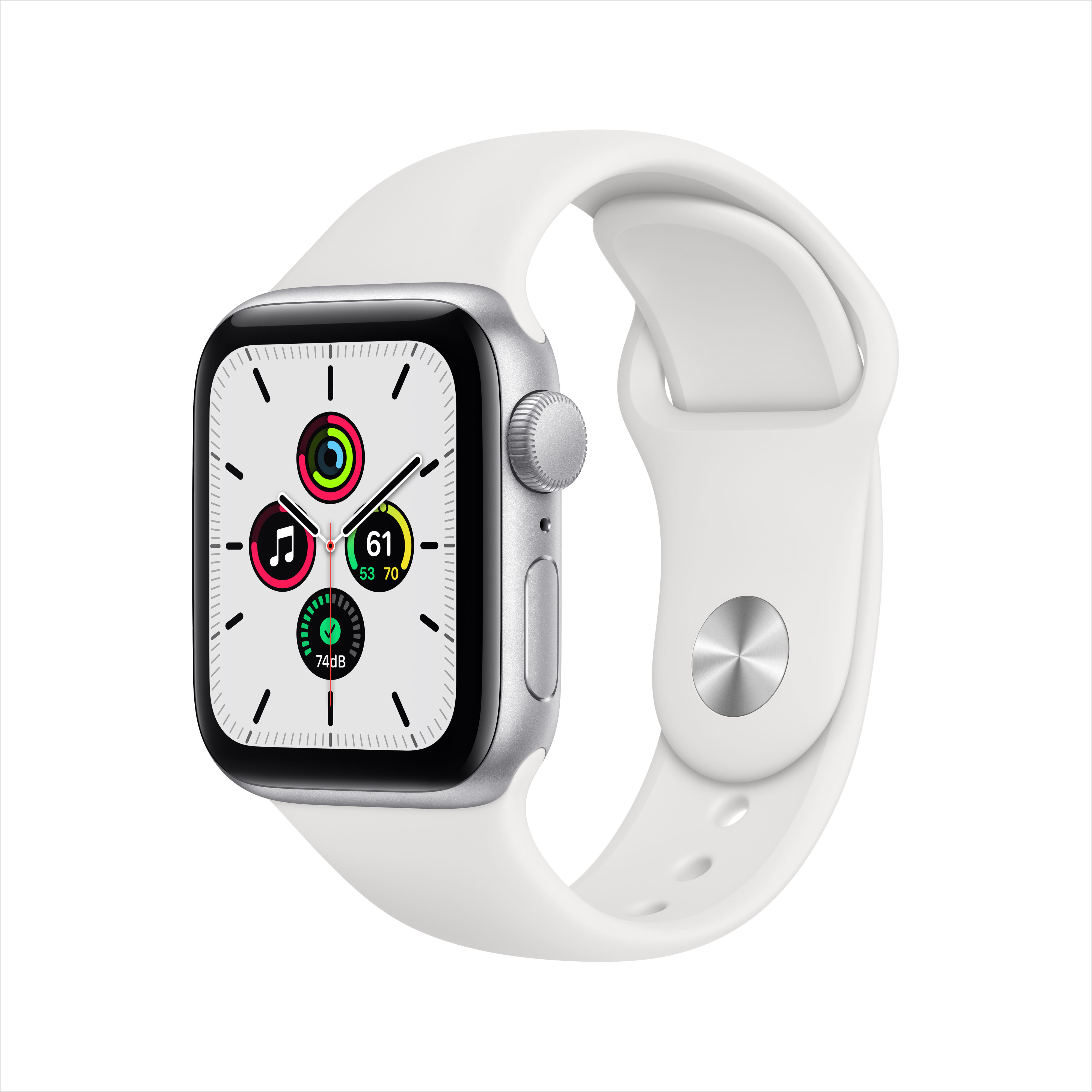 Apple Watch SE (1st Gen) GPS, 40mm Silver Aluminum Case with White Sport Band - Regular - image 1 of 9