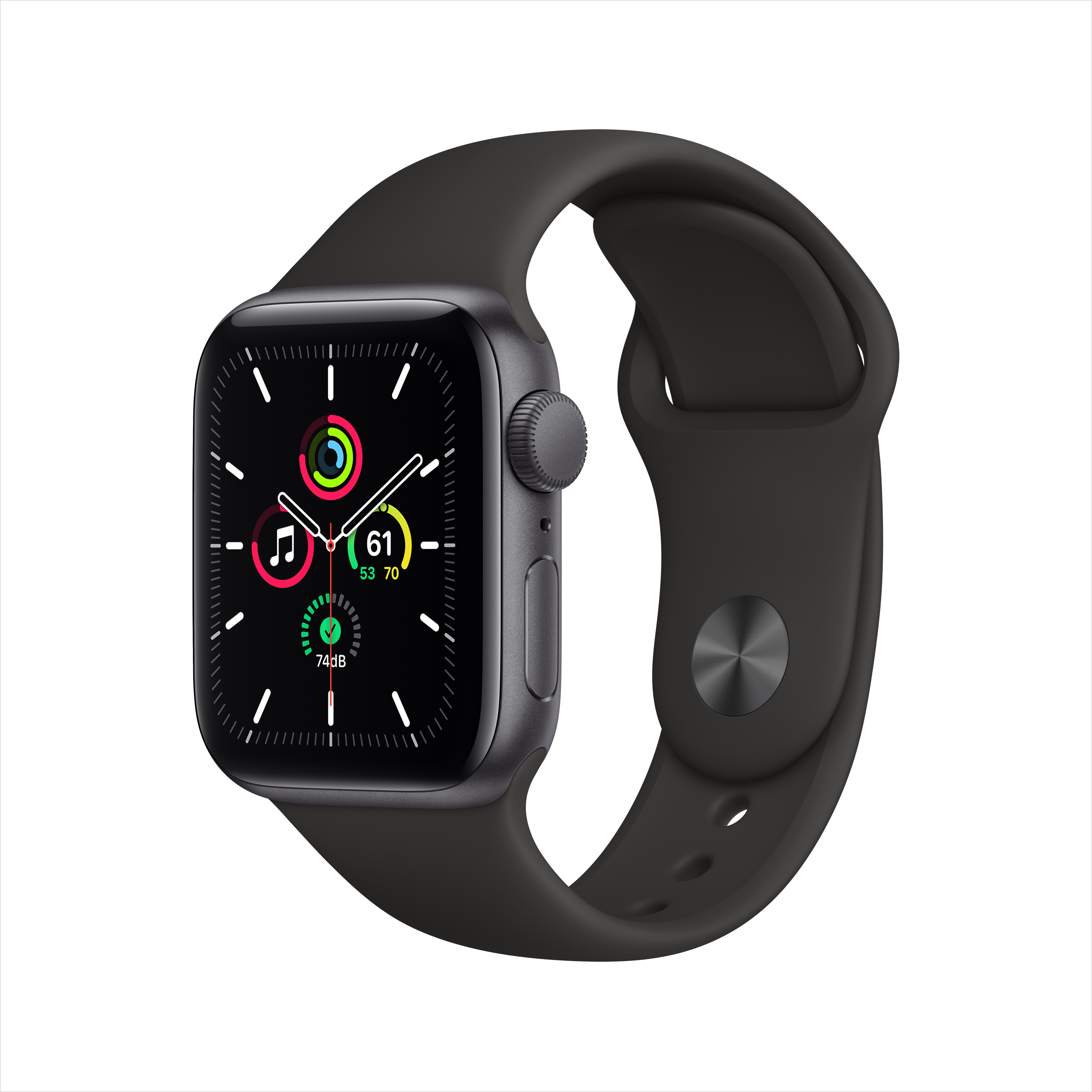 Apple Watch SE (1st Gen) GPS, 40mm Space Gray Aluminum Case with Black Sport Band - Regular - image 1 of 9